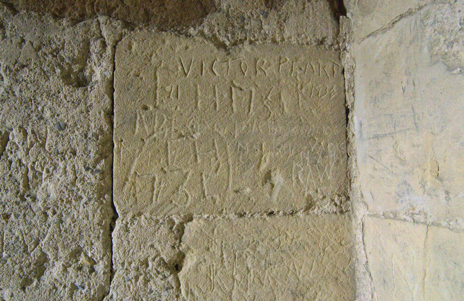 1734 graffiti in a stone at Orford Castle, from A Trip to Orford Castle, Orford, Suffolk - 2nd March 2014