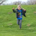 Fred runs down the hill, A Trip to Orford Castle, Orford, Suffolk - 2nd March 2014