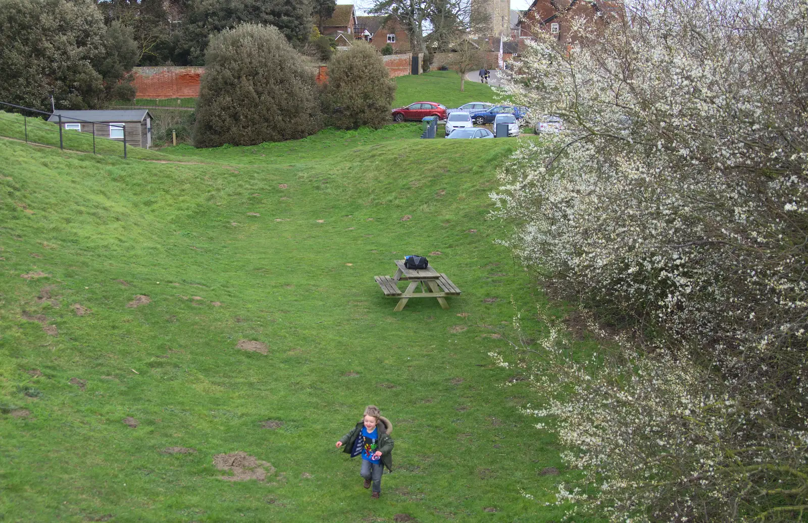 Fred runs around, from A Trip to Orford Castle, Orford, Suffolk - 2nd March 2014