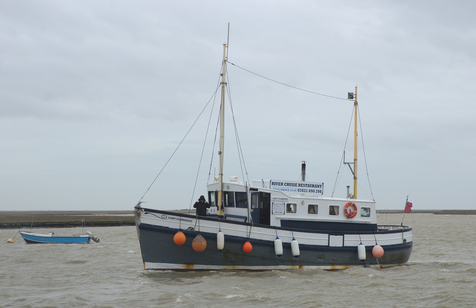 The MV Lady Florence trundles up the river from A Trip to Orford Castle, Orford, Suffolk - 2nd March 2014