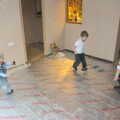 Harry, Fred and Amelia run around the room, Building Progress: Electrical Second Fixing, Brome, Suffolk - 4th March 2014