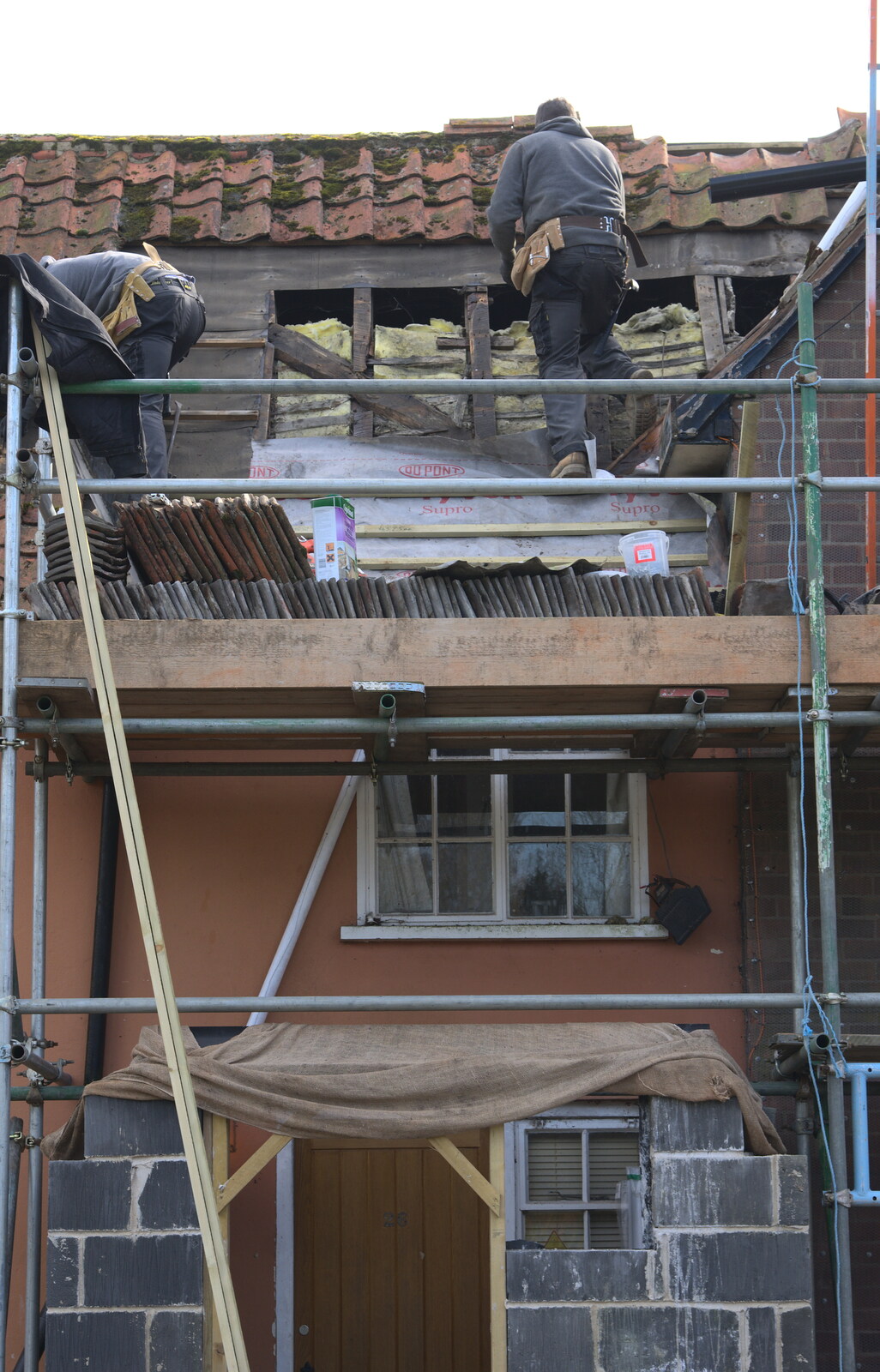 Old insulation from 1995 is exposed from Building Progress: Electrical Second Fixing, Brome, Suffolk - 4th March 2014