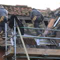 Lewis and Brian work on the old roof, Building Progress: Electrical Second Fixing, Brome, Suffolk - 4th March 2014