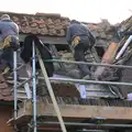 Lewis and Brian work on the old roof, Building Progress: Electrical Second Fixing, Brome, Suffolk - 4th March 2014