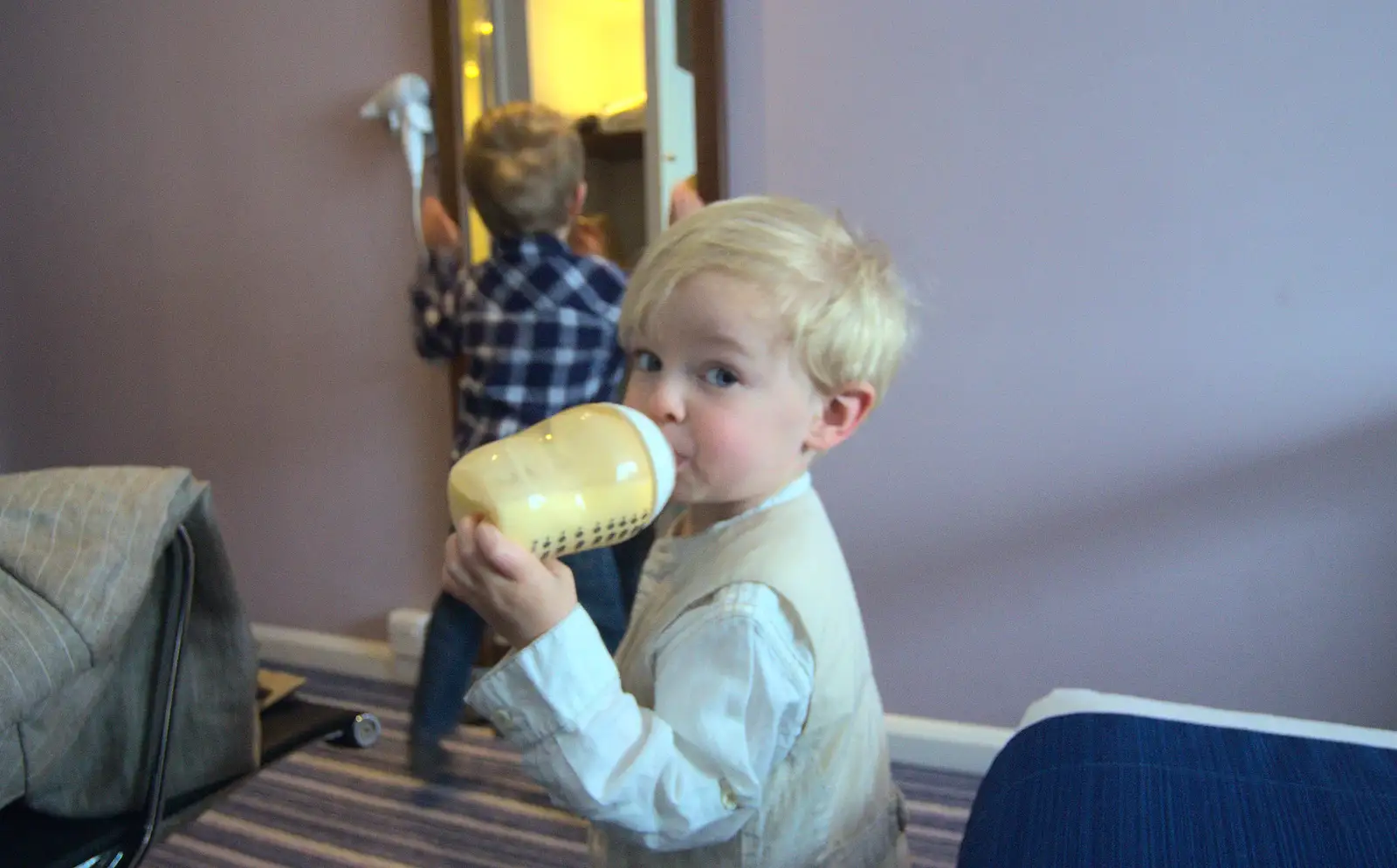 Harry's got a bottle on, from John and Caroline's Wedding, Sheene Mill, Melbourne, Cambridgeshire - 8th March 2014