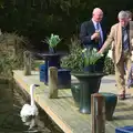 A swan watches the guests gather, John and Caroline's Wedding, Sheene Mill, Melbourne, Cambridgeshire - 8th March 2014