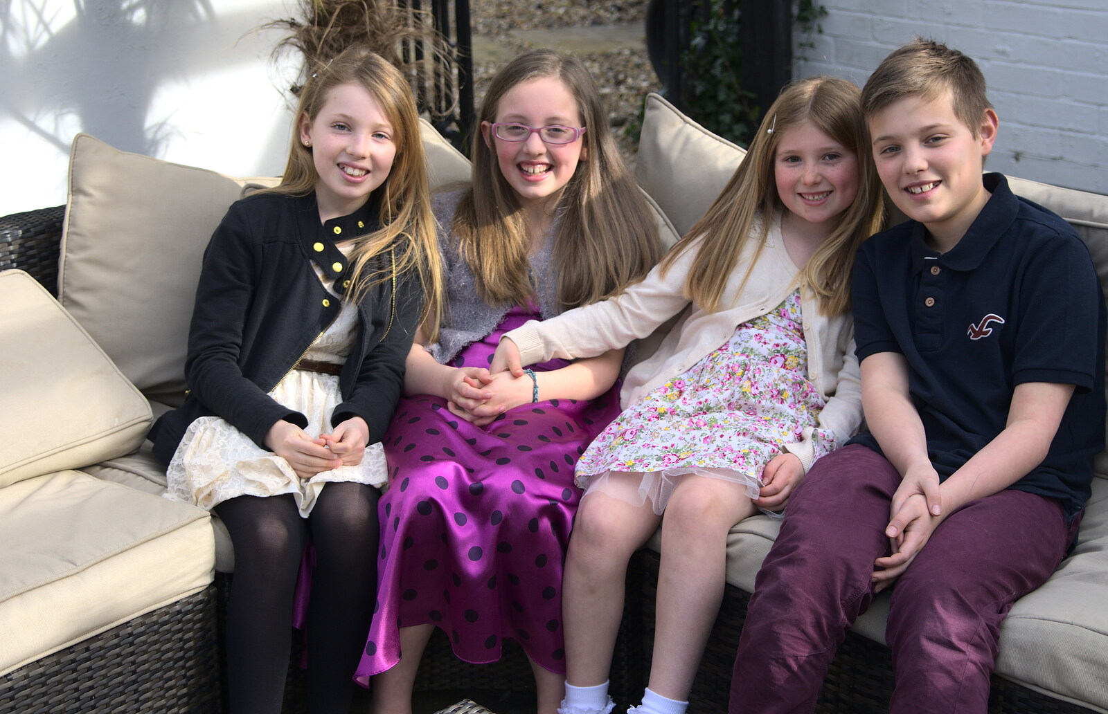 A bunch of children hang around from John and Caroline's Wedding, Sheene Mill, Melbourne, Cambridgeshire - 8th March 2014