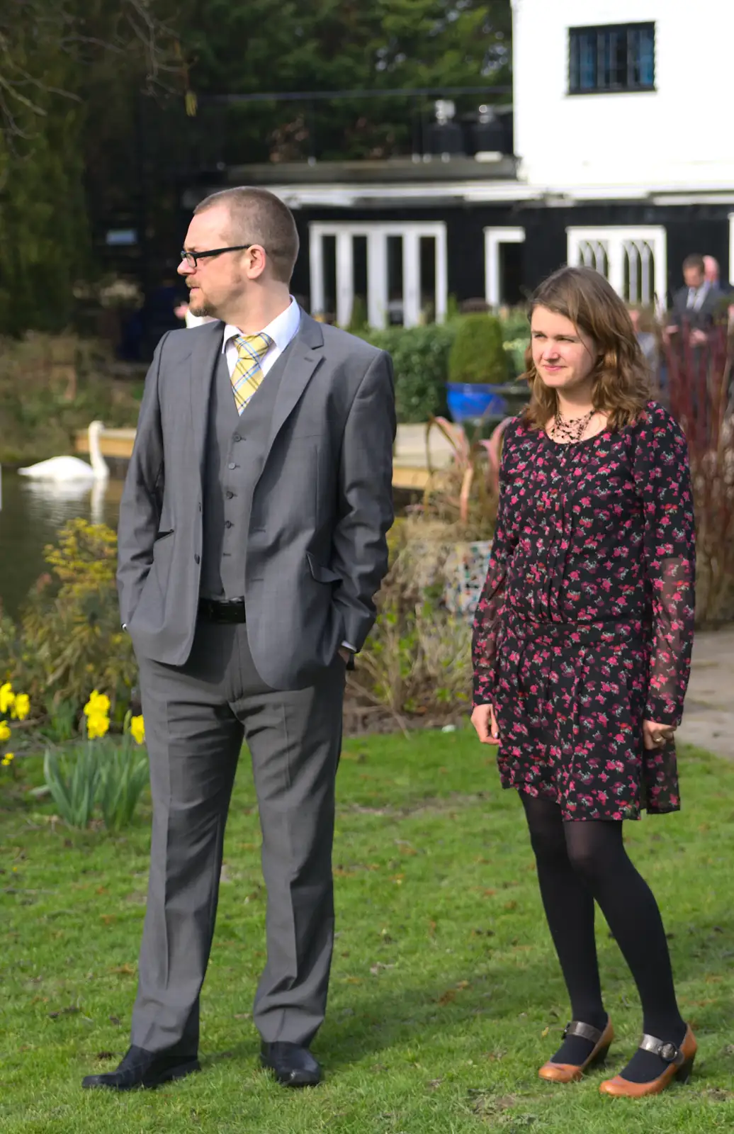 Isobel hangs out with Matt, from John and Caroline's Wedding, Sheene Mill, Melbourne, Cambridgeshire - 8th March 2014