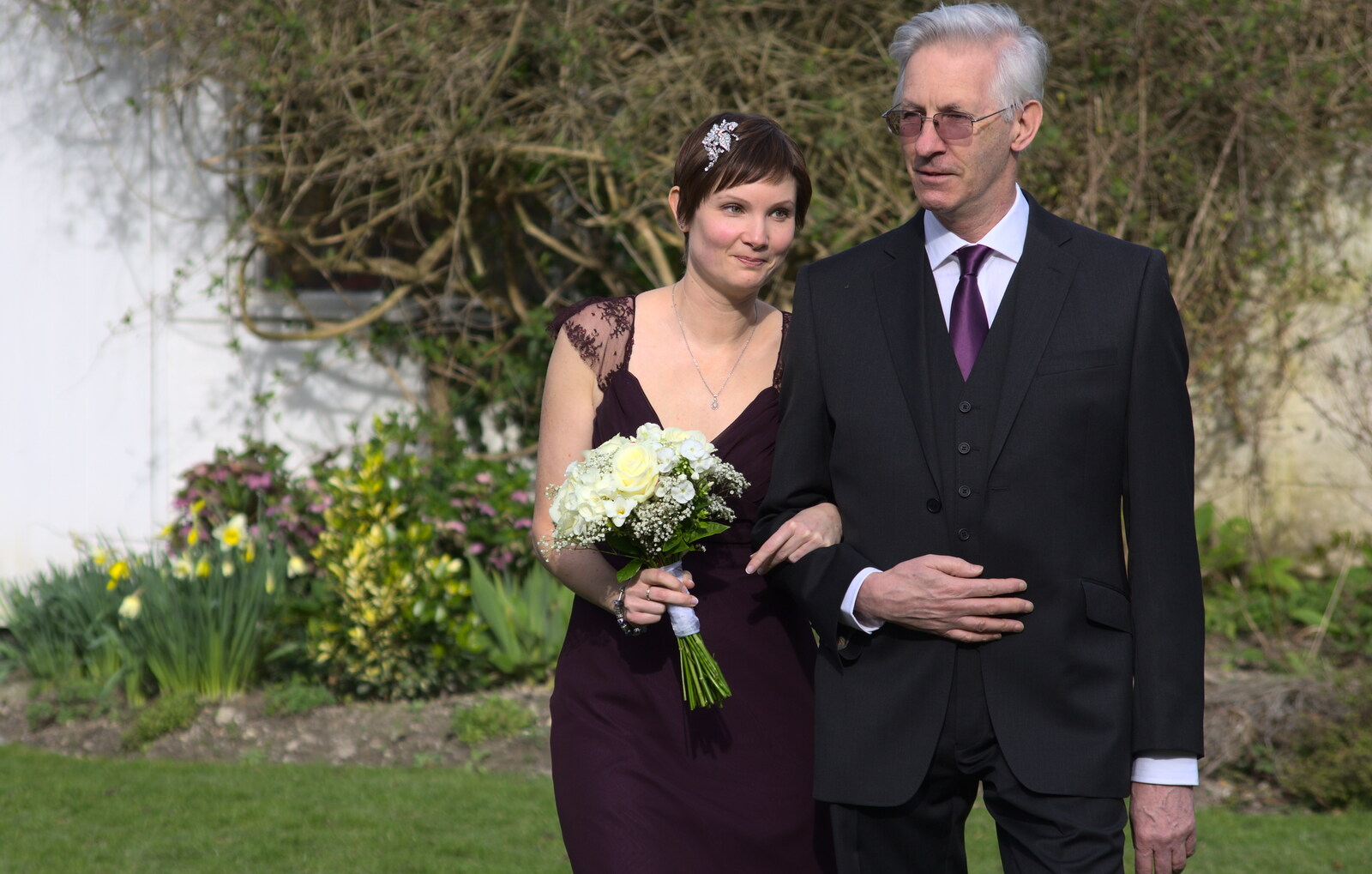 Caroline makes an entrance from John and Caroline's Wedding, Sheene Mill, Melbourne, Cambridgeshire - 8th March 2014