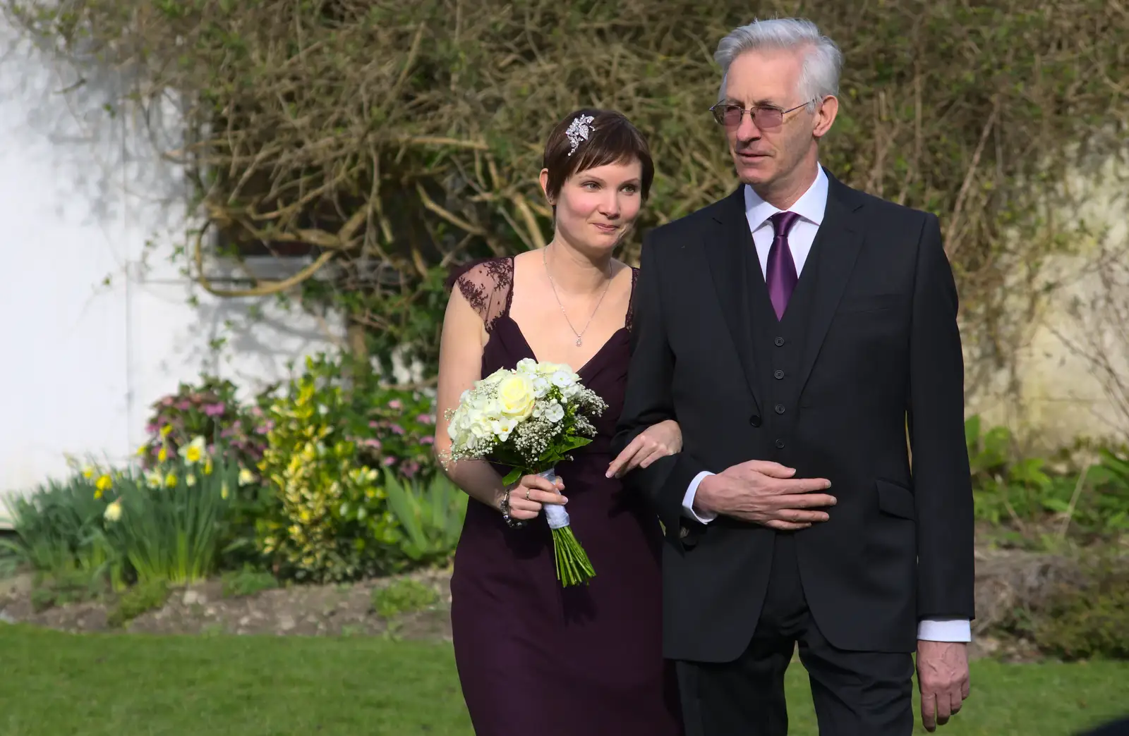 Caroline makes an entrance, from John and Caroline's Wedding, Sheene Mill, Melbourne, Cambridgeshire - 8th March 2014