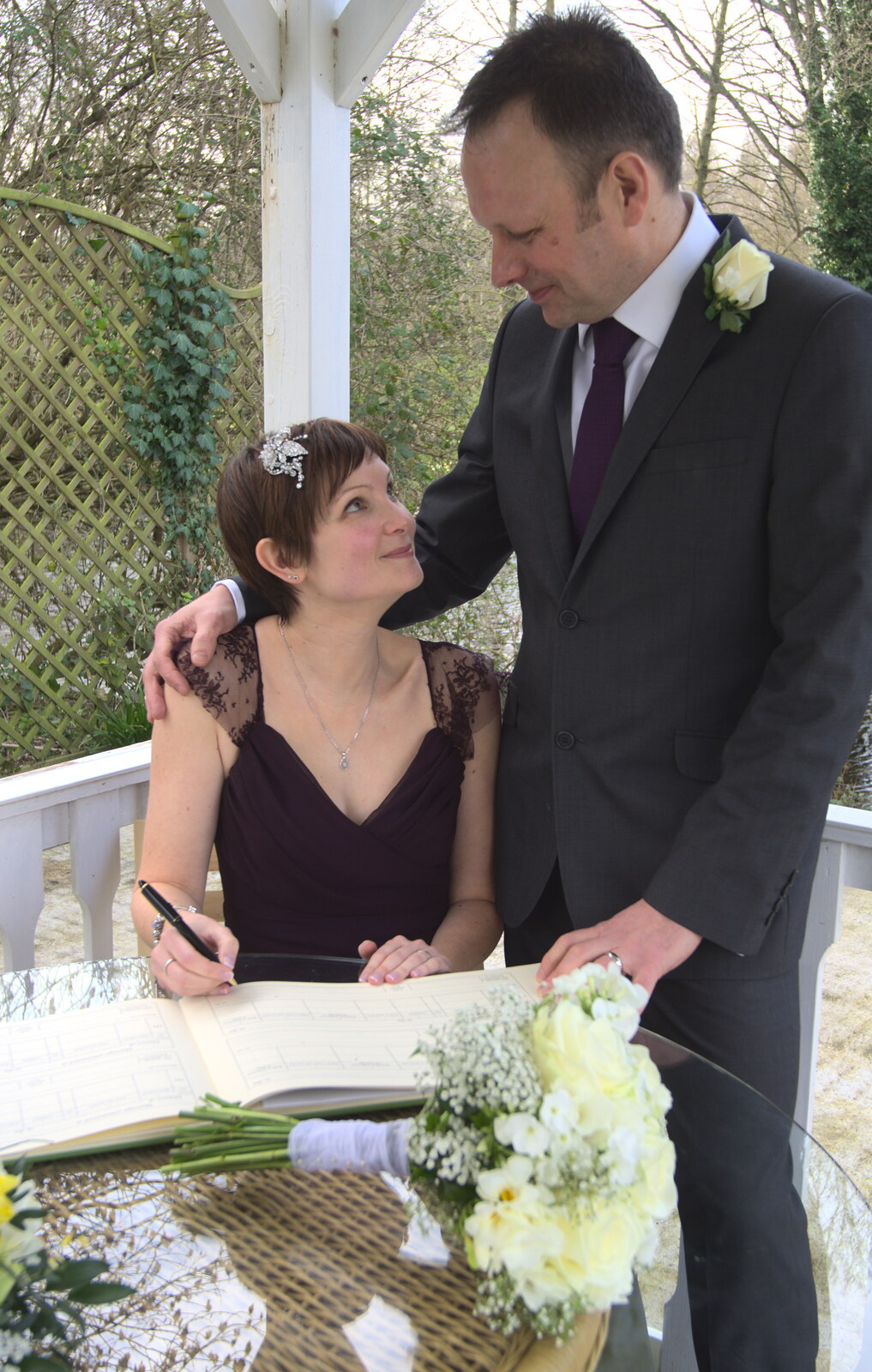 The signing of the register from John and Caroline's Wedding, Sheene Mill, Melbourne, Cambridgeshire - 8th March 2014