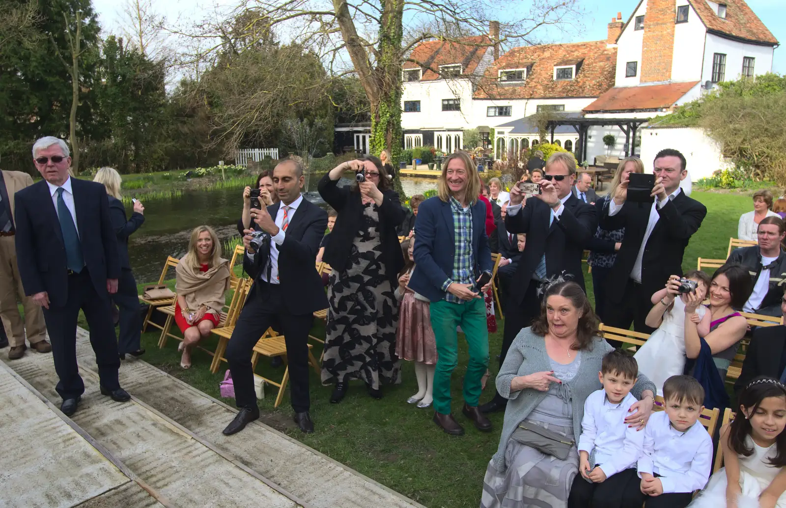 A paparazzi moment, from John and Caroline's Wedding, Sheene Mill, Melbourne, Cambridgeshire - 8th March 2014