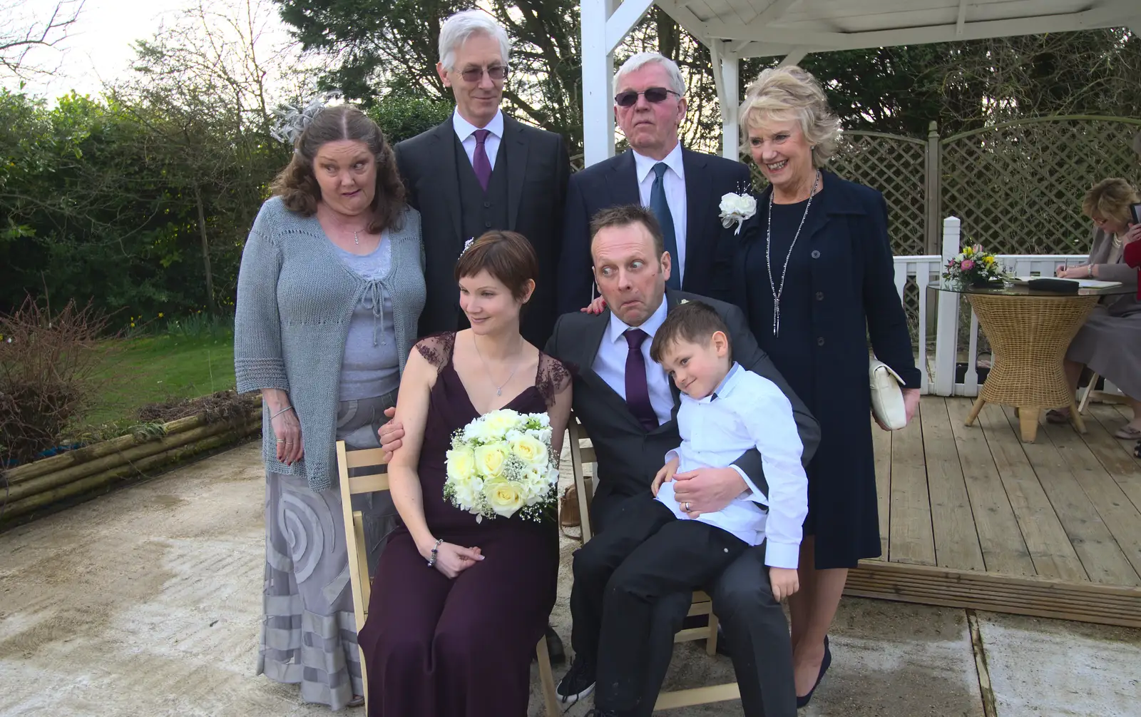 John looks surprised, from John and Caroline's Wedding, Sheene Mill, Melbourne, Cambridgeshire - 8th March 2014