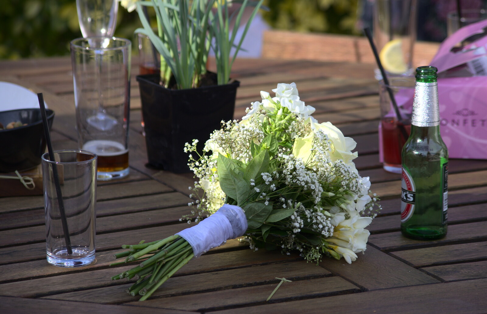 A forgotten bouquet from John and Caroline's Wedding, Sheene Mill, Melbourne, Cambridgeshire - 8th March 2014
