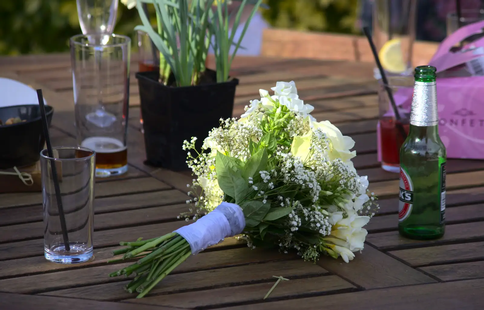 A forgotten bouquet, from John and Caroline's Wedding, Sheene Mill, Melbourne, Cambridgeshire - 8th March 2014