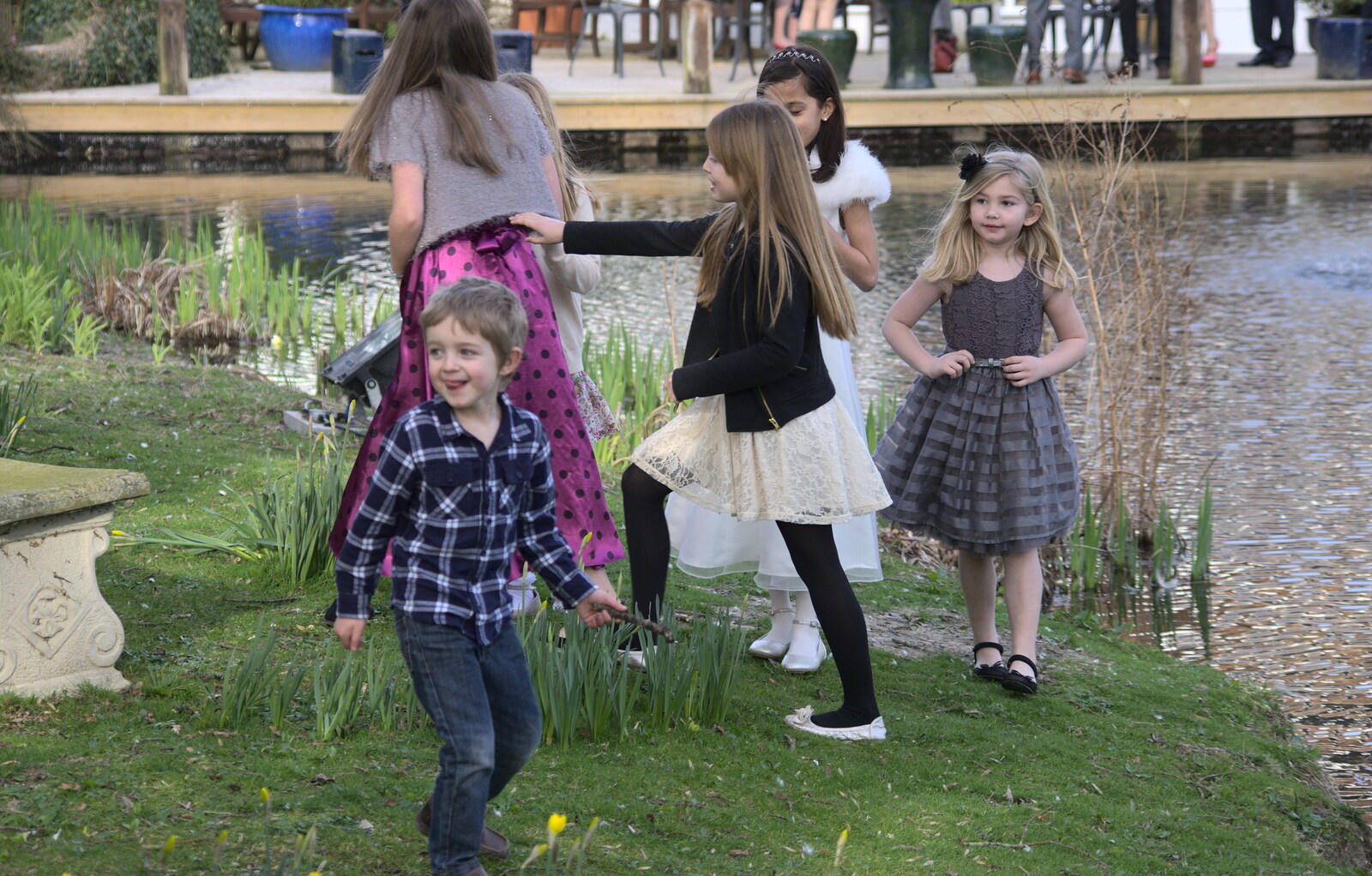 Fred runs about from John and Caroline's Wedding, Sheene Mill, Melbourne, Cambridgeshire - 8th March 2014