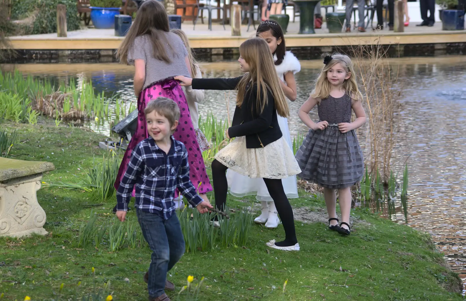 Fred runs about, from John and Caroline's Wedding, Sheene Mill, Melbourne, Cambridgeshire - 8th March 2014