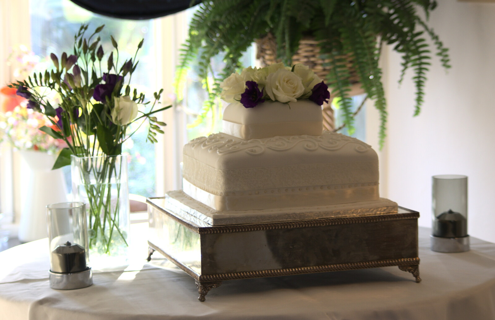 The wedding cake from John and Caroline's Wedding, Sheene Mill, Melbourne, Cambridgeshire - 8th March 2014