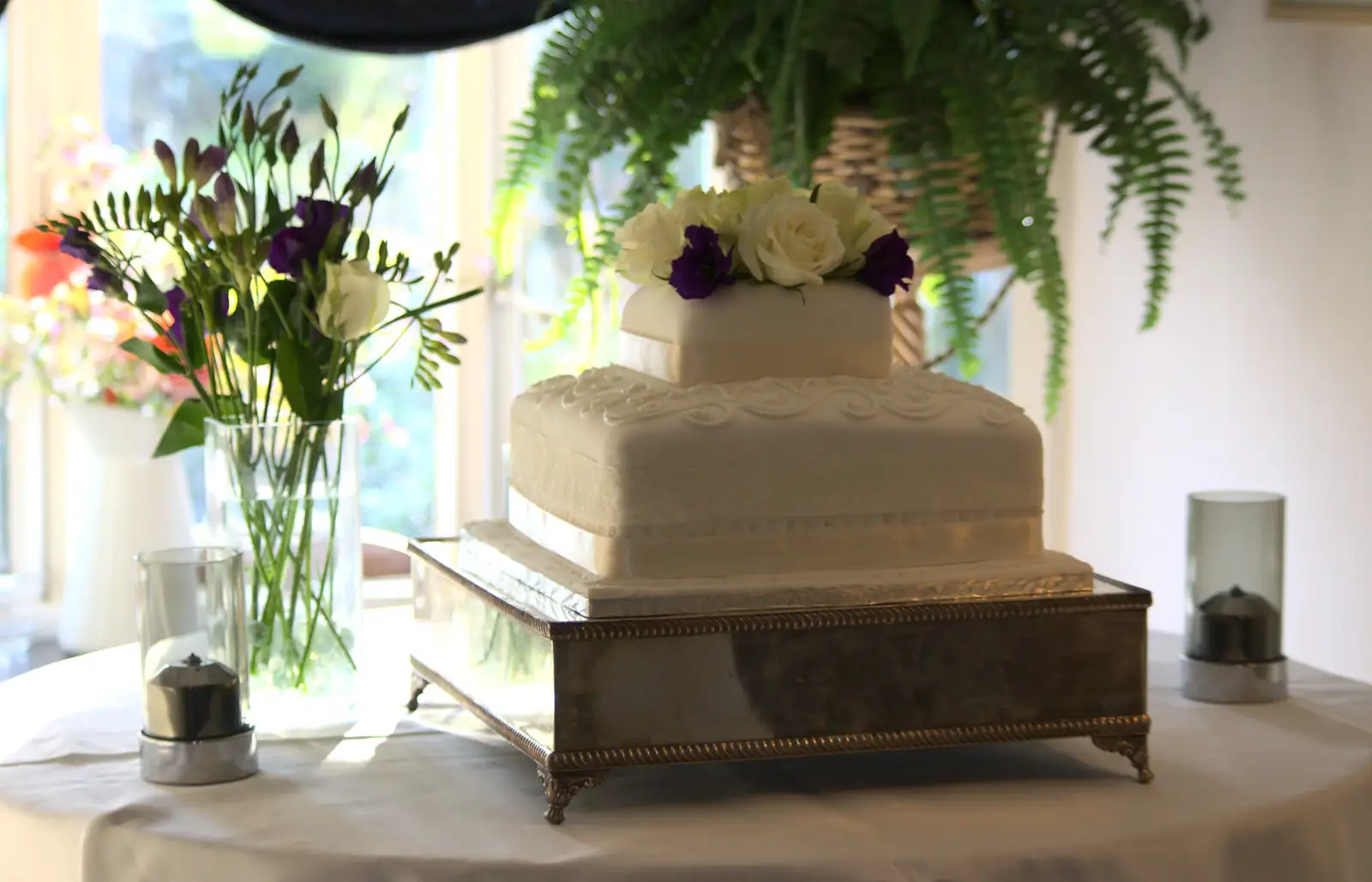 The wedding cake, from John and Caroline's Wedding, Sheene Mill, Melbourne, Cambridgeshire - 8th March 2014