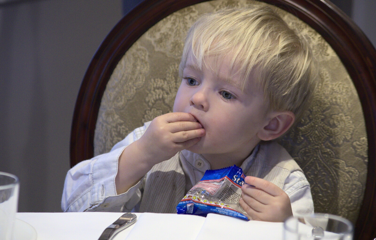 Harry stuffs Haribo into his face from John and Caroline's Wedding, Sheene Mill, Melbourne, Cambridgeshire - 8th March 2014