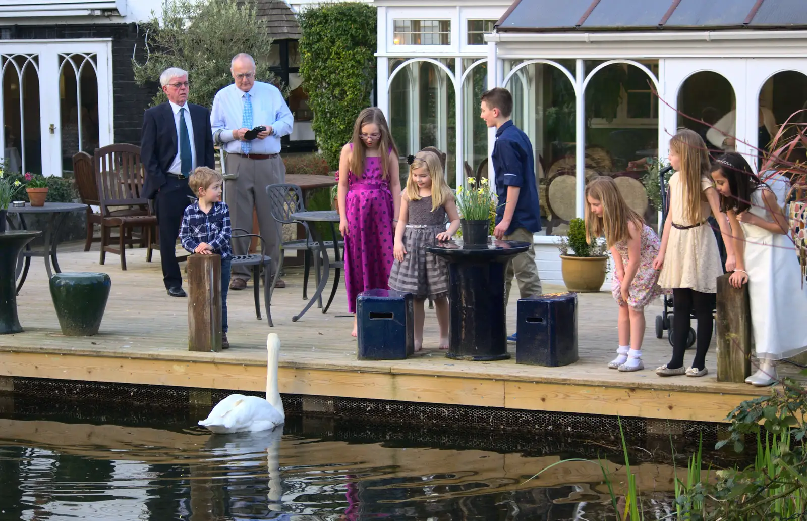 Fred's down by the pond again, from John and Caroline's Wedding, Sheene Mill, Melbourne, Cambridgeshire - 8th March 2014