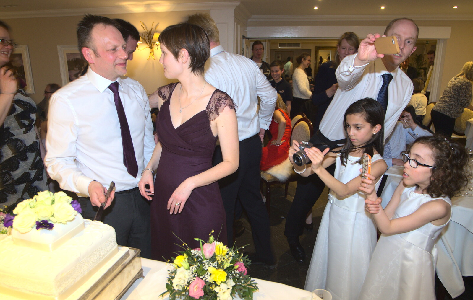 The cutting of the cake from John and Caroline's Wedding, Sheene Mill, Melbourne, Cambridgeshire - 8th March 2014