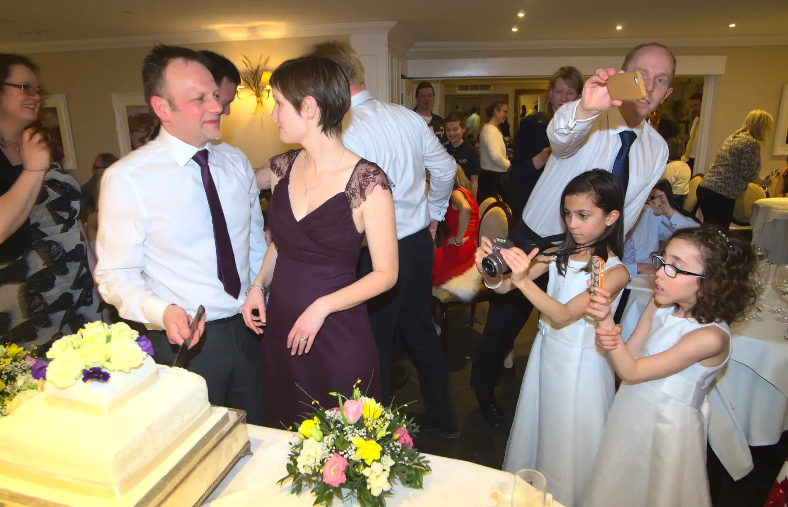 The cutting of the cake, from John and Caroline's Wedding, Sheene Mill, Melbourne, Cambridgeshire - 8th March 2014