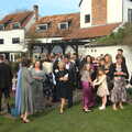Guests outside the venue, John and Caroline's Wedding, Sheene Mill, Melbourne, Cambridgeshire - 8th March 2014