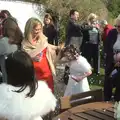 Confetti is hurled about, John and Caroline's Wedding, Sheene Mill, Melbourne, Cambridgeshire - 8th March 2014