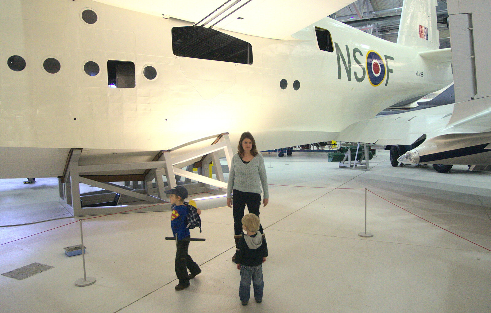 Hanging around under a Sunderland flying boat from A Day Out at Duxford, Cambridgeshire - 9th March 2014