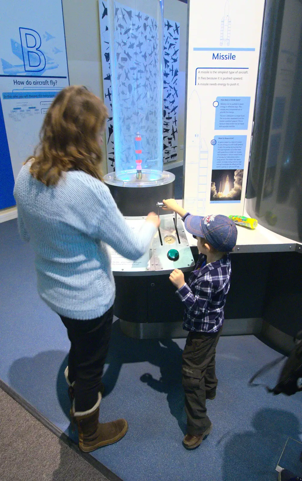 Fred learns about missiles, from A Day Out at Duxford, Cambridgeshire - 9th March 2014