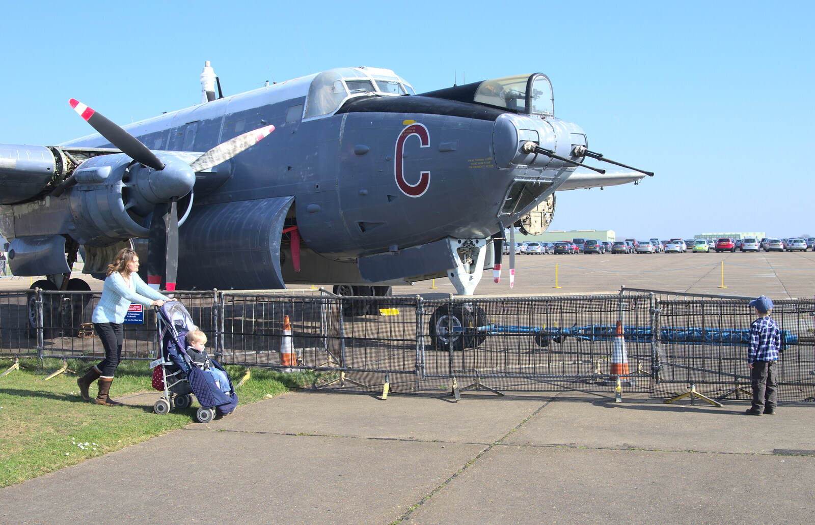 Fred looks at a Shackleton Mark 3 from A Day Out at Duxford, Cambridgeshire - 9th March 2014