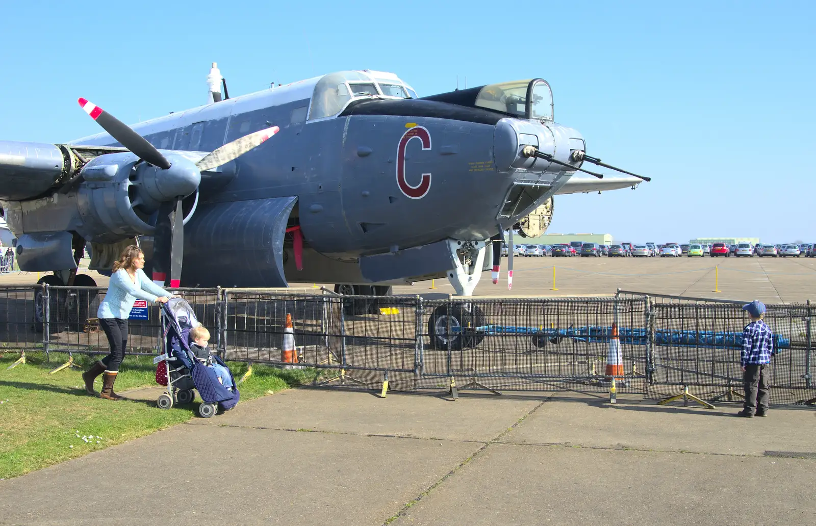 Fred looks at a Shackleton Mark 3, from A Day Out at Duxford, Cambridgeshire - 9th March 2014