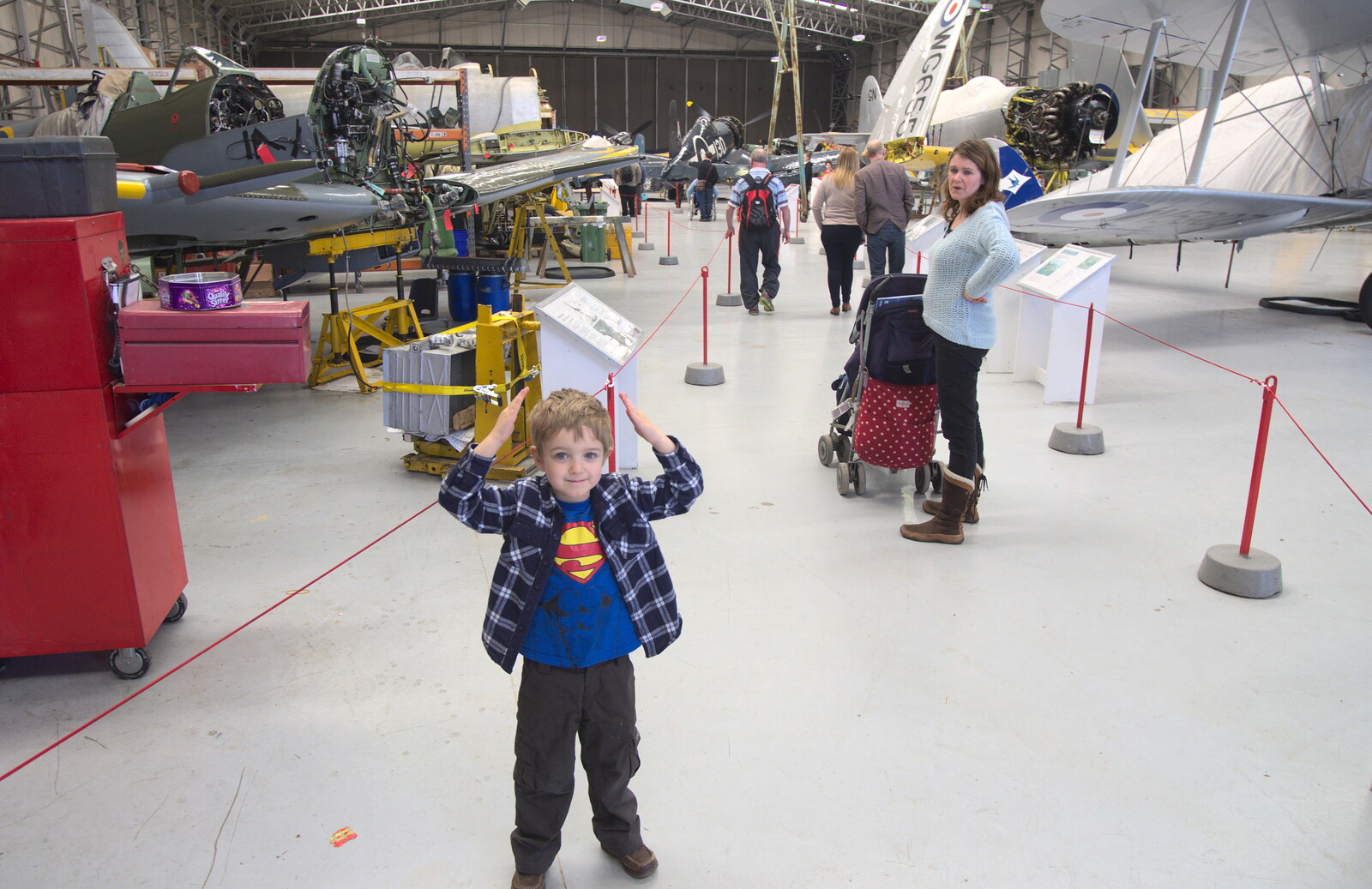 Fred in the working aircraft hangar from A Day Out at Duxford, Cambridgeshire - 9th March 2014