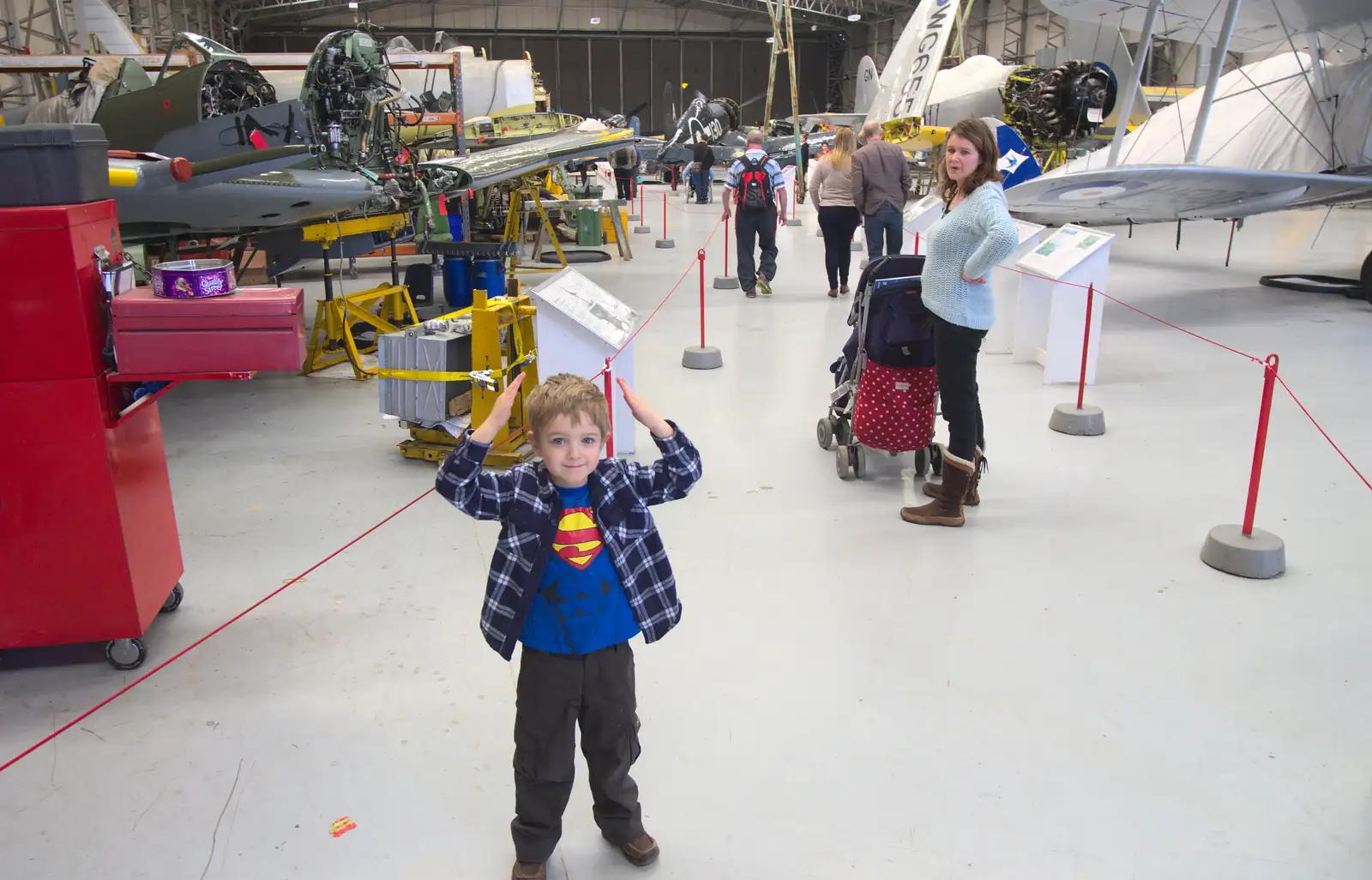 Fred in the working aircraft hangar, from A Day Out at Duxford, Cambridgeshire - 9th March 2014