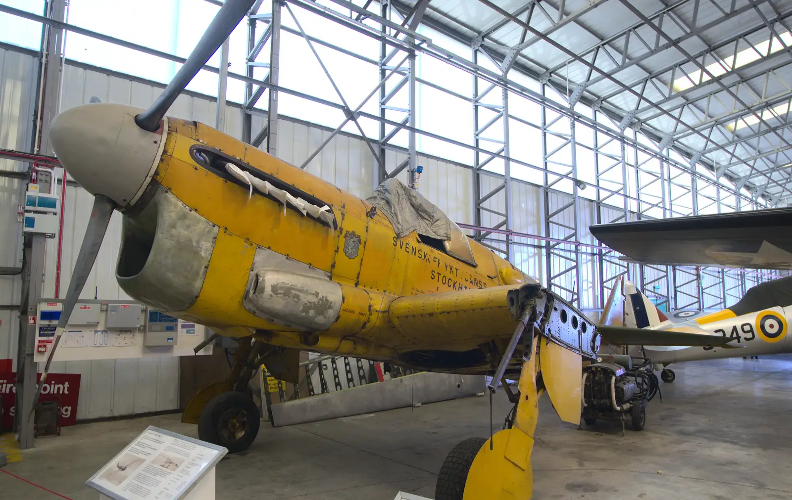 A Swedish air force plane in for restoration, from A Day Out at Duxford, Cambridgeshire - 9th March 2014