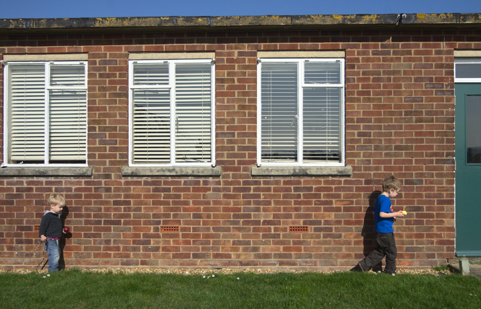Harry and Fred trundle along the wall of the café from A Day Out at Duxford, Cambridgeshire - 9th March 2014