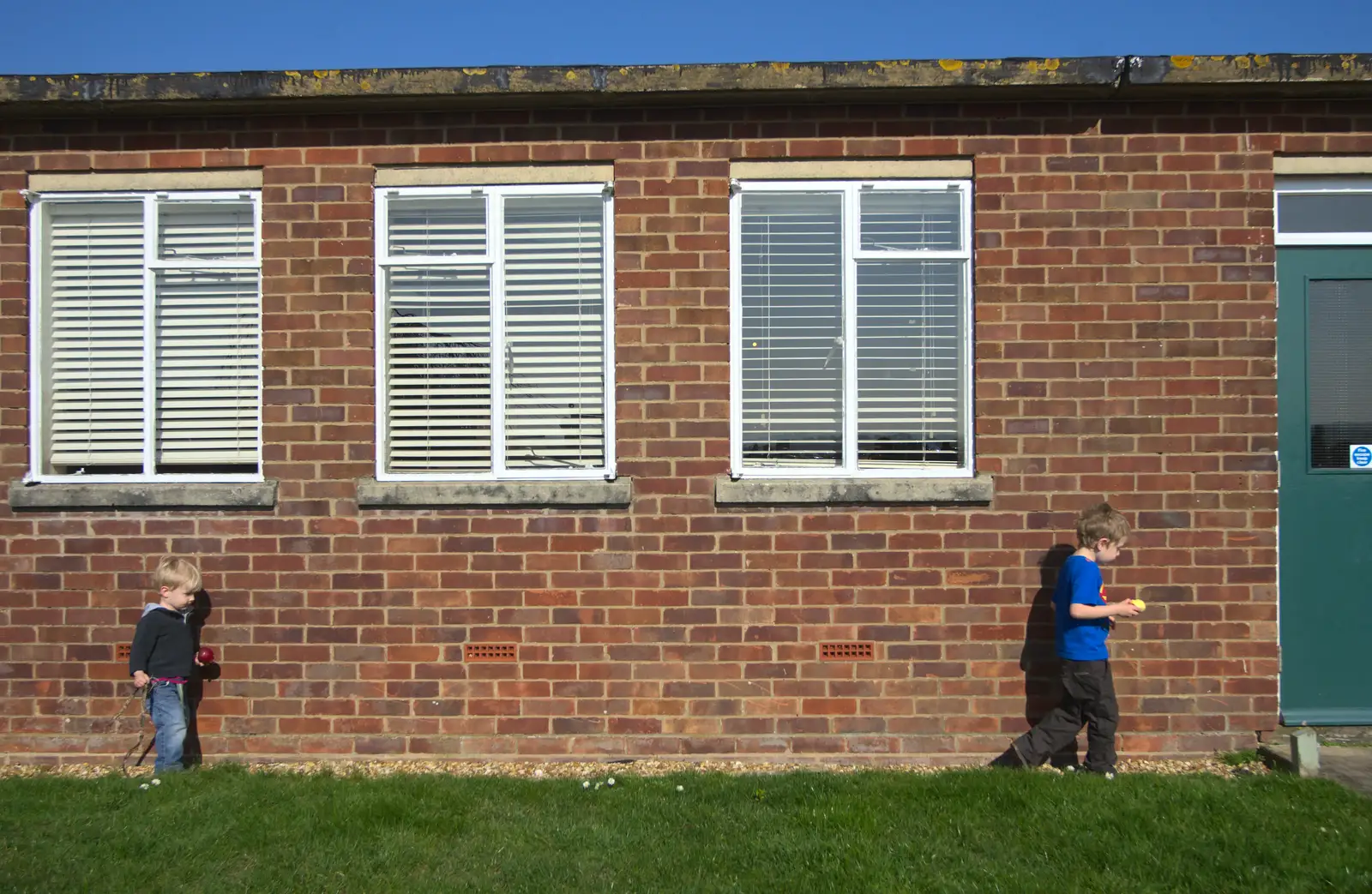 Harry and Fred trundle along the wall of the café, from A Day Out at Duxford, Cambridgeshire - 9th March 2014