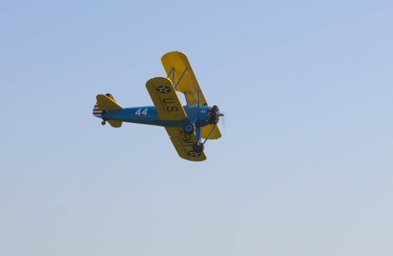 Stearman in flight from A Day Out at Duxford, Cambridgeshire - 9th March 2014