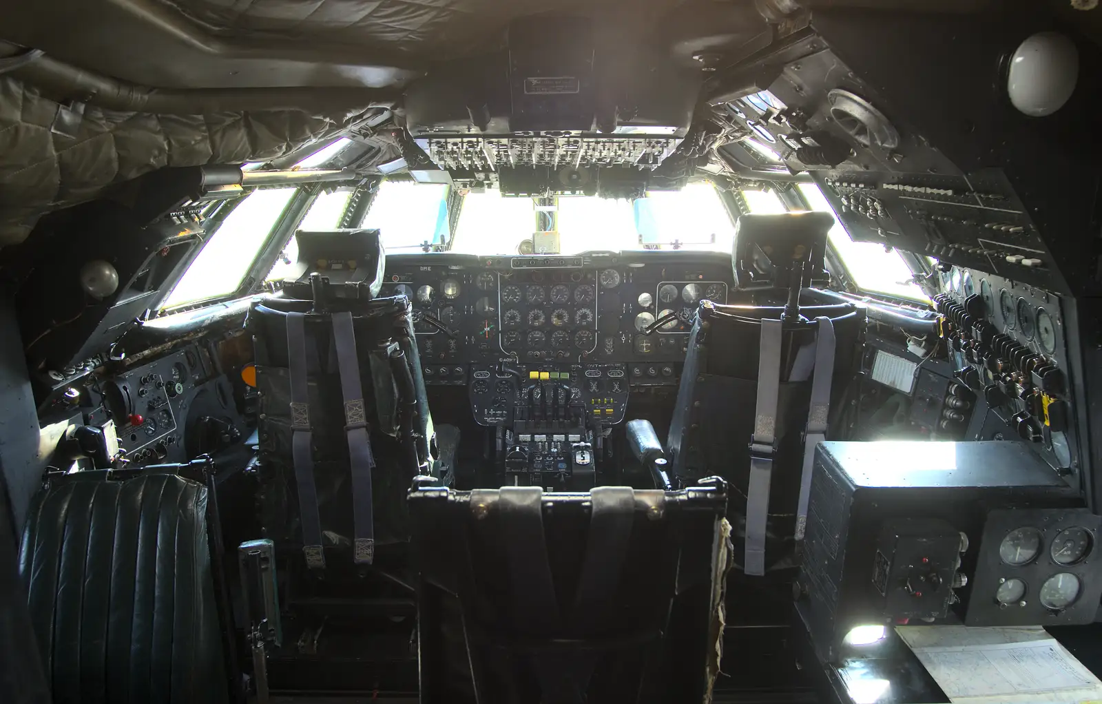 The flight deck of a Bristol Britannia, from A Day Out at Duxford, Cambridgeshire - 9th March 2014