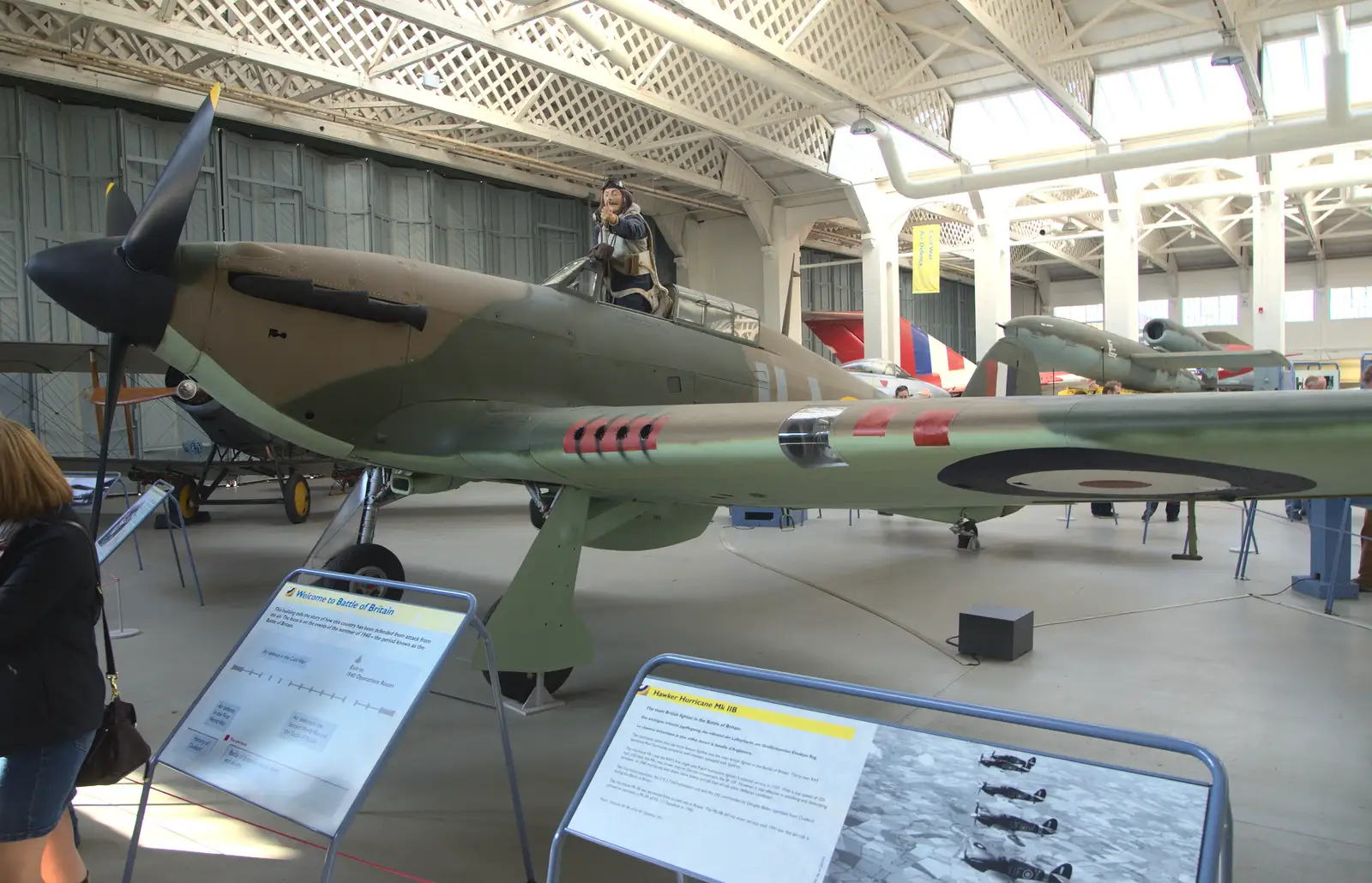 A Spitfire in one of the original hangars, from A Day Out at Duxford, Cambridgeshire - 9th March 2014