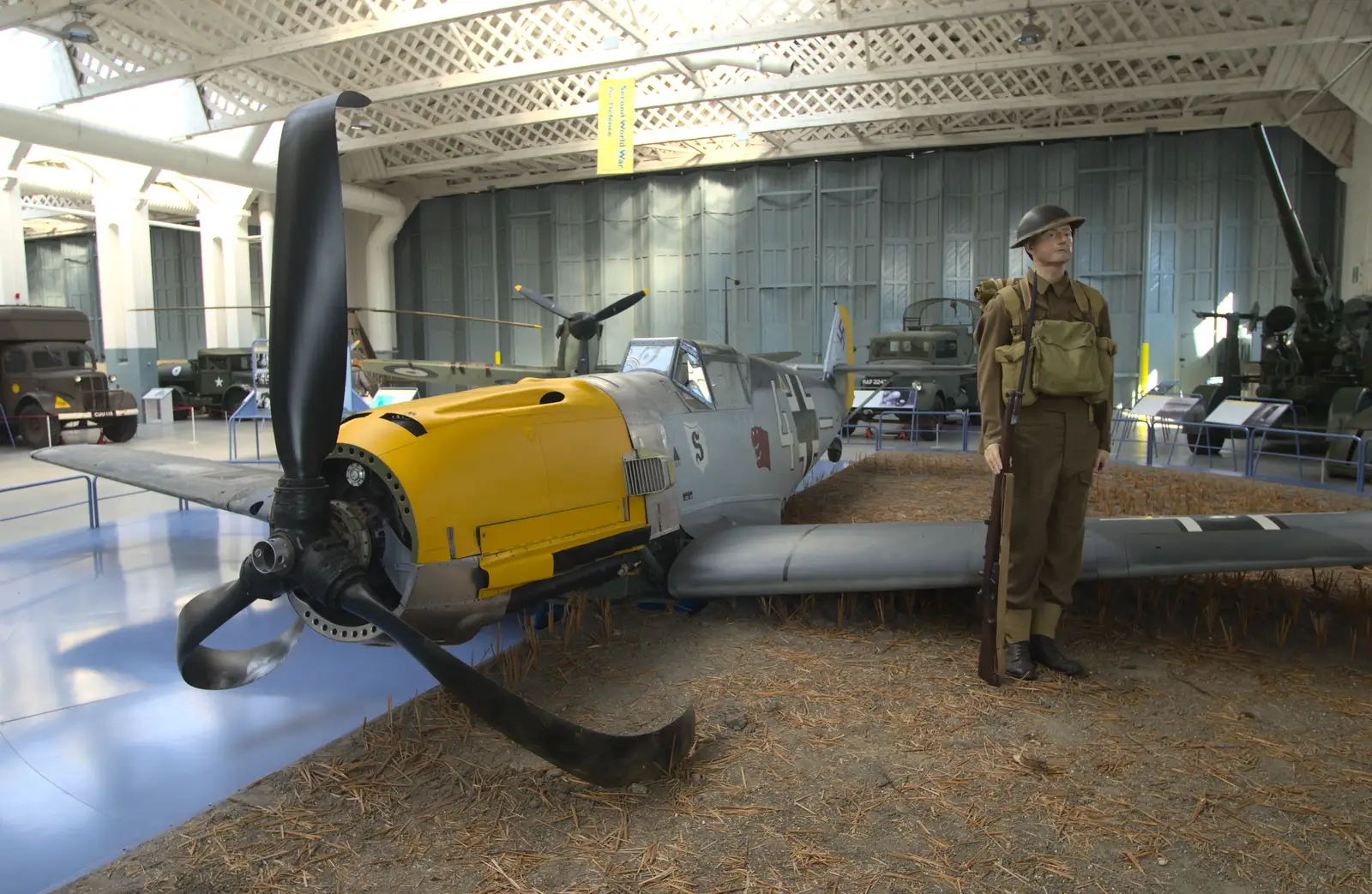 A mock-up of a crashed Bf/Me-109, from A Day Out at Duxford, Cambridgeshire - 9th March 2014