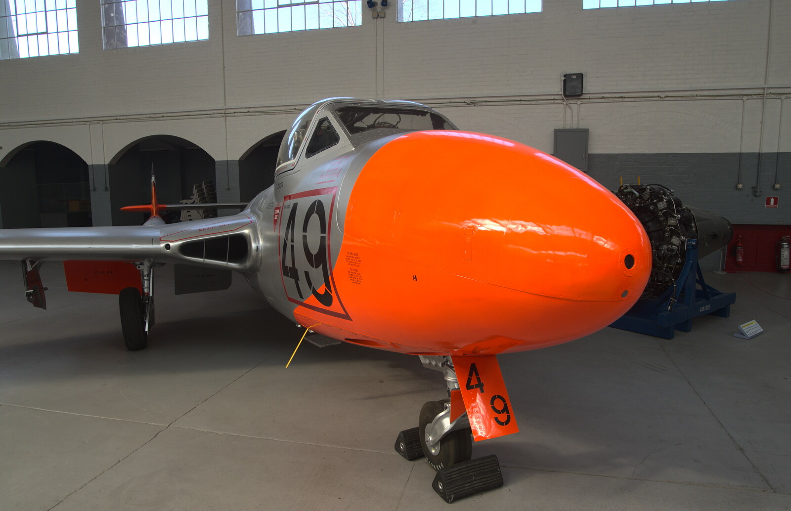 A very orange-nosed De Havilland Vampire Trainer from A Day Out at Duxford, Cambridgeshire - 9th March 2014