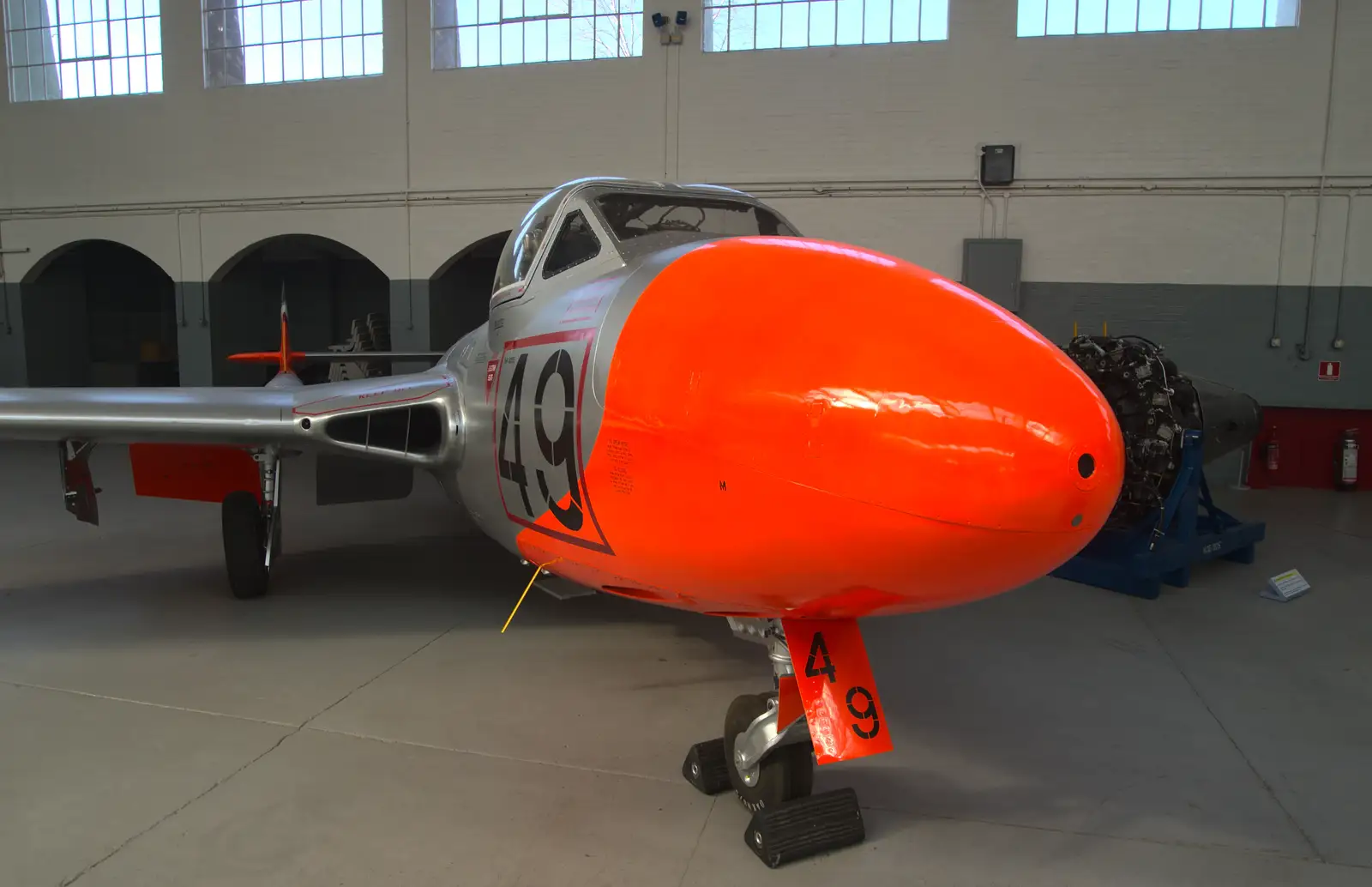 A very orange-nosed De Havilland Vampire Trainer, from A Day Out at Duxford, Cambridgeshire - 9th March 2014