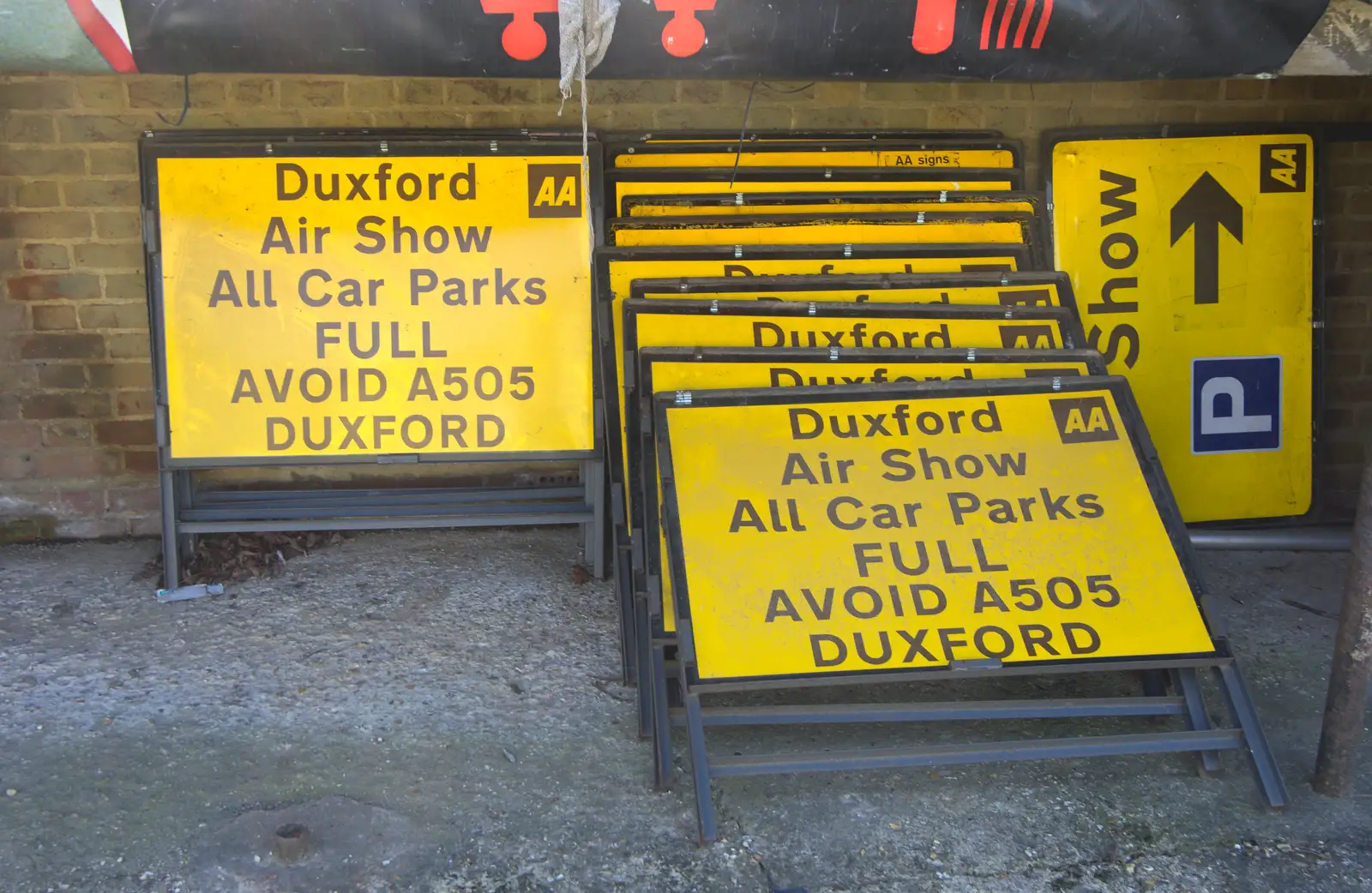 A big stack of 'car park full' signs, from A Day Out at Duxford, Cambridgeshire - 9th March 2014