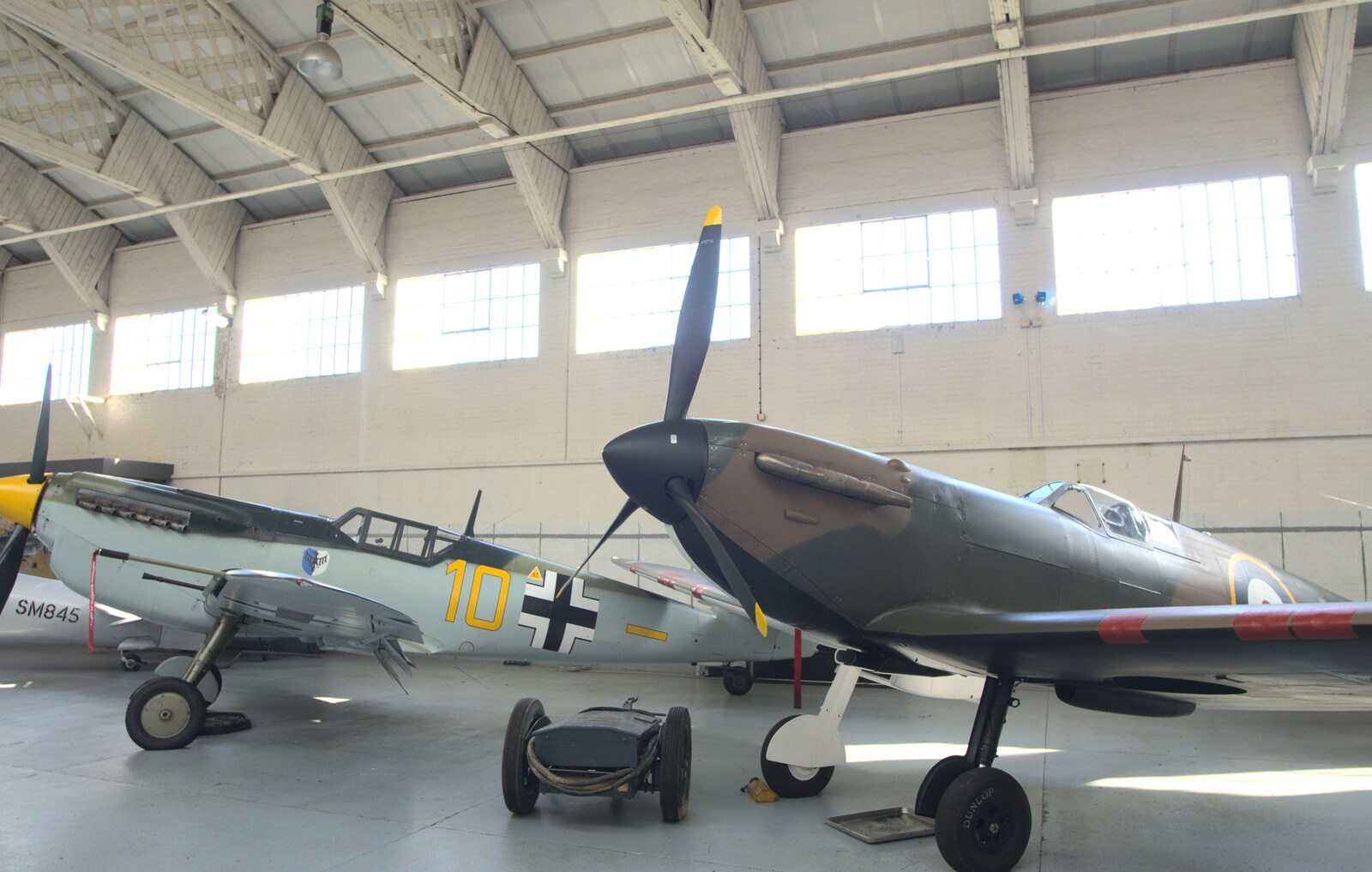 Messerschmitt and Spitfire from A Day Out at Duxford, Cambridgeshire - 9th March 2014