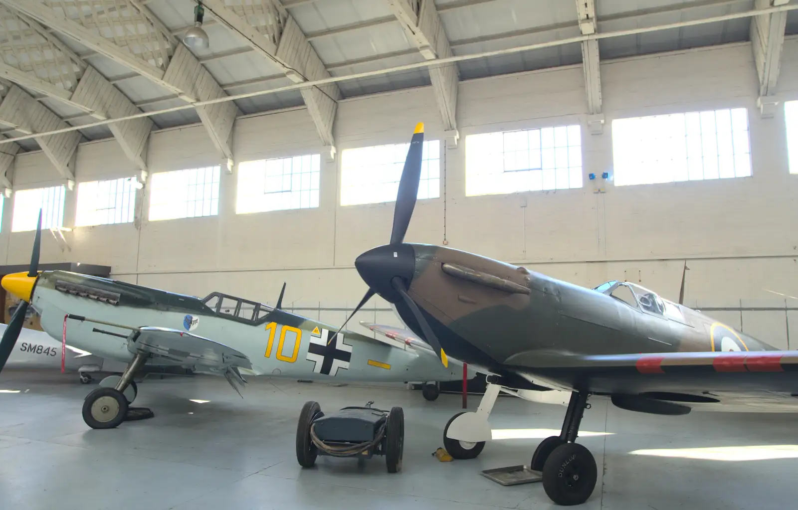 Messerschmitt and Spitfire, from A Day Out at Duxford, Cambridgeshire - 9th March 2014