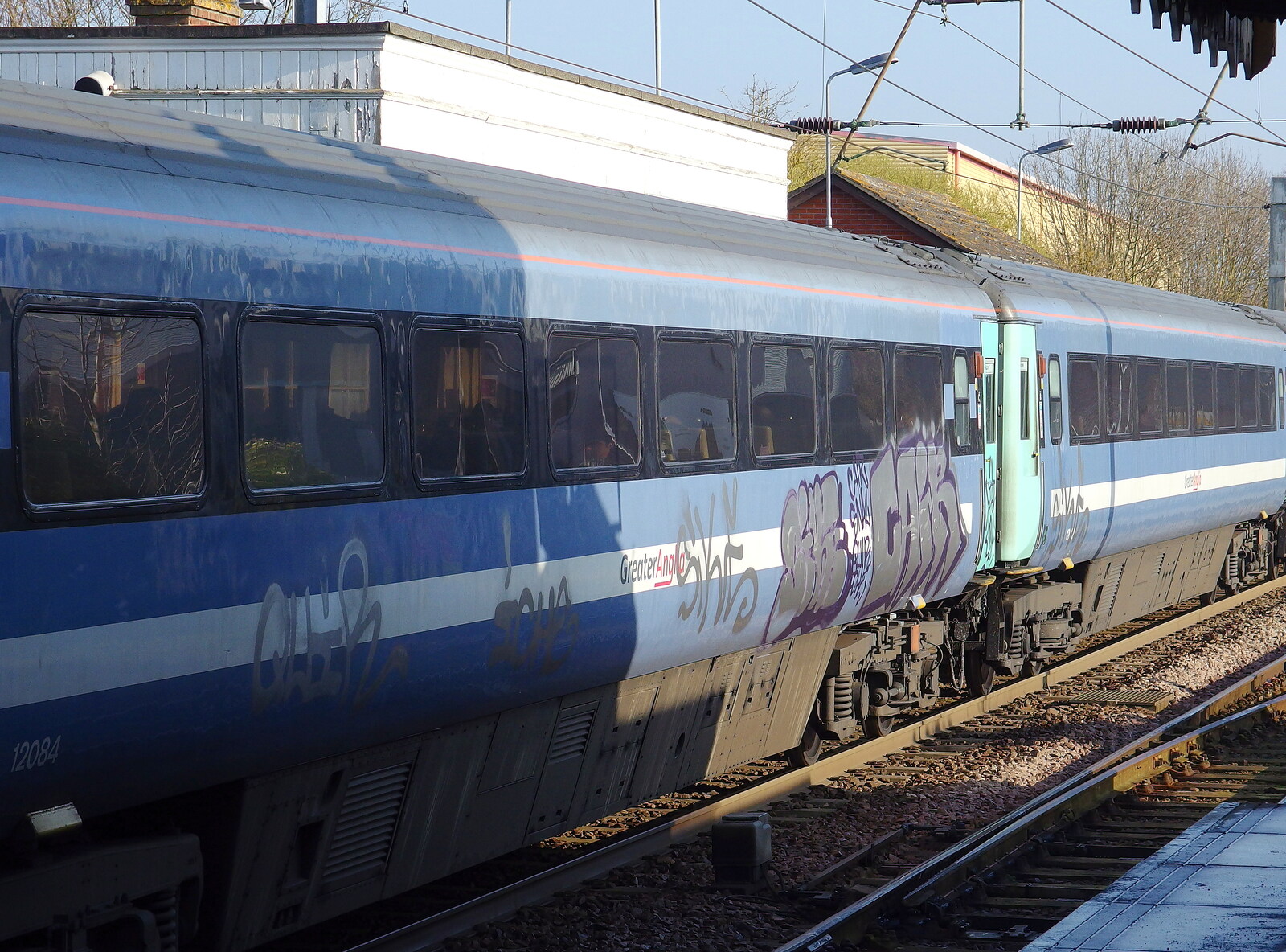 Another Greater Anglia coach gets graffiti on it from Emily Comes to Visit, Brome, Suffolk - 15th March 2014