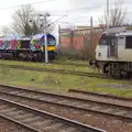 A funky Class 66 'Shed' with Class 90 90047 , Emily Comes to Visit, Brome, Suffolk - 15th March 2014