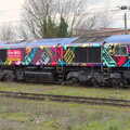 The colourful Class 66/7 66718 'Sir Peter Hendy', Emily Comes to Visit, Brome, Suffolk - 15th March 2014